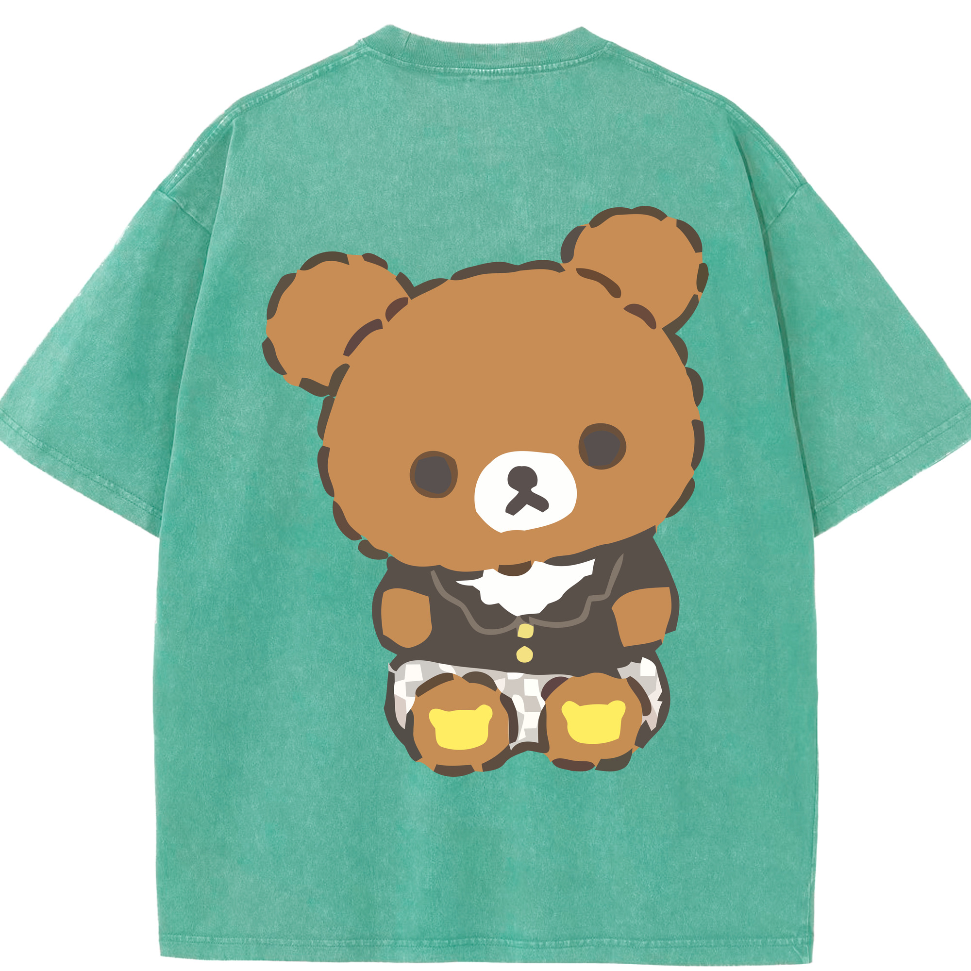 （画像用） リラックマ リラックマ キイロイトリ Rilakkuma Korilakkuma Kiiroitori 綿100% ヴィンテージ風 半袖Tシャツ（背面プリント）